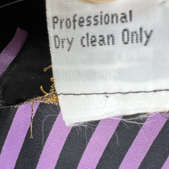 Bob Mackie Womens L Wearable Art 100% Silk Blouse Gold Buttons Contrast Trim Top - Picture 14 of 16